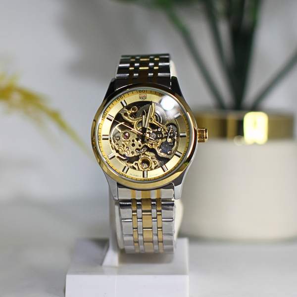 Elegant Gold Skeleton Automatic Watch