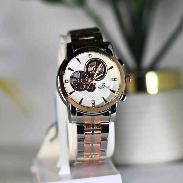 Modern Skeleton Dial Silver Watch – Stainless Steel Watch